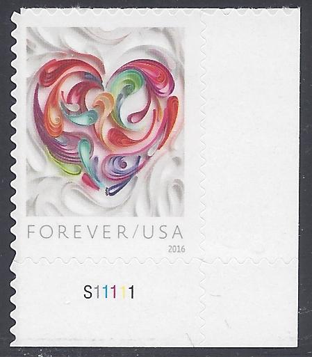 #5036  (Forever) Quilled Paper Heart P# 2016 Mint NH