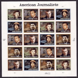 USA-Sc#4248-52- id12-unused NH sheet-American Journalists-2008-