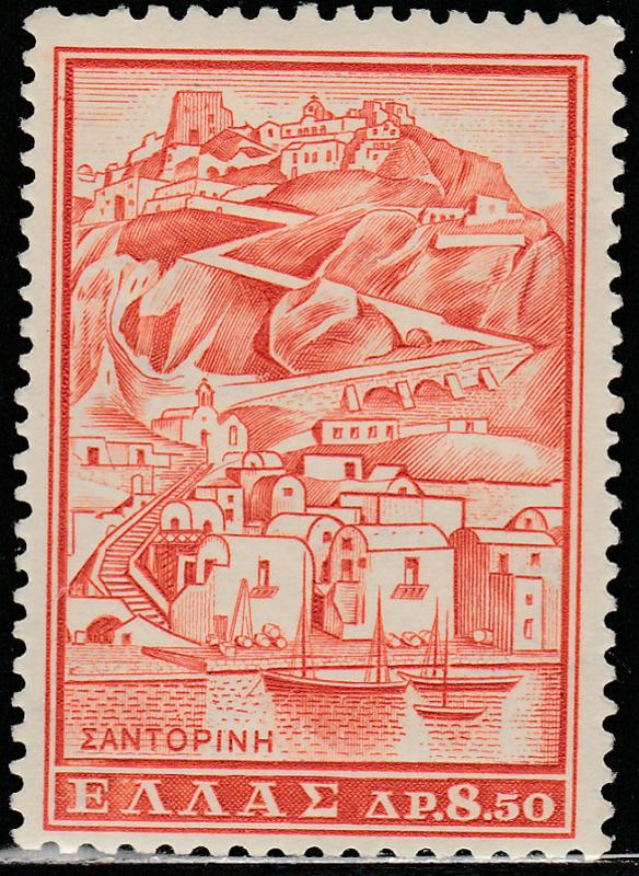 GREECE 706, 8.50d VIEW OF SANTORINI. UNUSED, HINGED, OG. F-VF. (139)