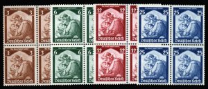 Germany #448-451 Cat$360, 1935 Return of the Saar to Germany, set in blocks o...