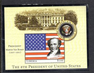 LIBERIA 2000 8TH PRESIDENT OF THE U.S VAN BUREN MINT VF NH O.G S/S (34LI)
