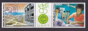 1985 Mali 1056-1057strip Philexafrique 1985, education by satellite, Intelsat 6
