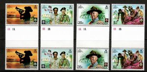 Antigua 1975 - Boy Scouts Jamboree - 4 Gutter Pair Stamps - Scott #383-6 - MNH