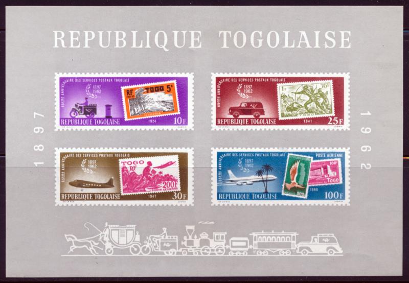 TOGO 1963 TYPES OF MAIL SERVICE SOUVENIR SHEET SCOTT C34A