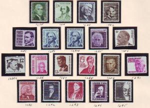 US #1278-95 Year 1965-1978 Prominent Americans Series MNH