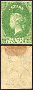 Ceylon SG3 2d Green Mint (Mounted) Cat 200 pounds