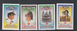 Central Africa # 457-460, Royal Wedding, IMPERF Set Mint NH,