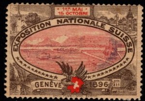 1896 Switzerland Poster Stamp National Exposition Geneva May 1-October 15 Unused