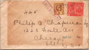 1926 St Kitts And Nevis Stamp Registered Mail Cover To Chicago Illinois IL USA