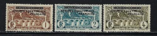 French Equatorial Africa 11-13 Hinged 1936 Overprints