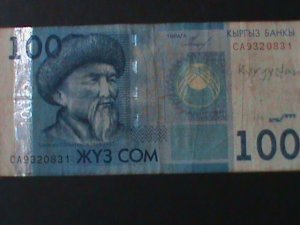 KYRGYSTAN-2009- BANK OF KYRGYSTAN -$100 SOM-CIRULATED NOTE-VF-HARD TO FIND