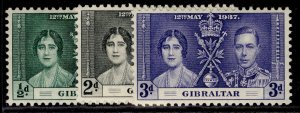 GIBRALTAR GVI SG118-120, 1937 CORONATION set, M MINT.