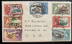 1963 Honiara British Solomon Island Cover To Chicago IL Usa Queen Elizabeth Stam