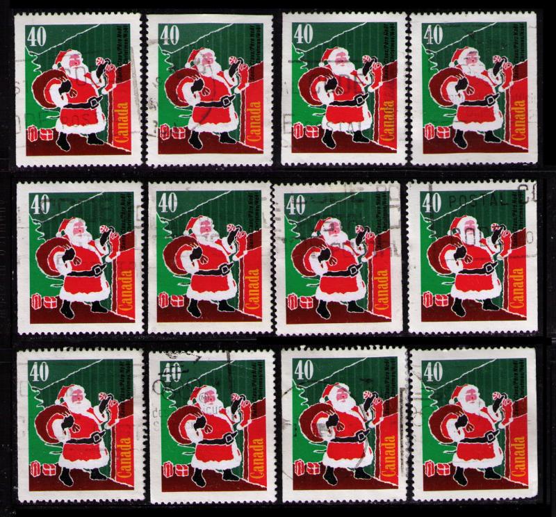 CANADA 1991 40c SC #1339 x 12 VERY FINE USED SANTA CLAUS NICE LOT (U373)