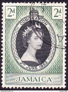 JAMAICA 1953 QEII 2d Black & Deep Green Coronation SG153 FU