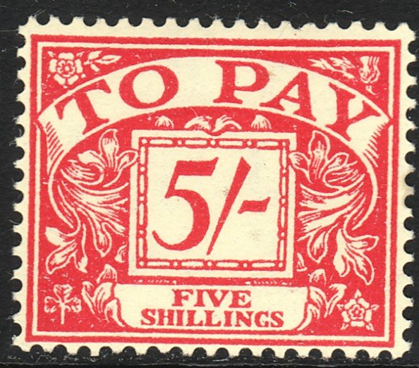 1955-57 Great Britain 5/ postage due issue MNH Wmk 308 Sc# J54 CV $75.00