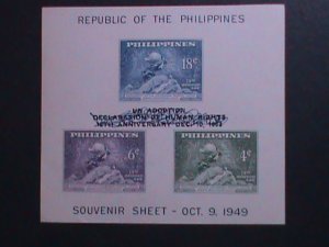 PHILIPPINES-1963 15TH ANNIV: HUMAN RIGHTS- OVER PRINT ON IMPERF:  S/S MNH VF