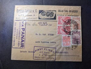 1930 Brazil Airmail FAM10 First Flight Cover FFC Rio De Janeiro to Toledo OH USA