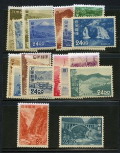 JAPAN TOURIST ISSUE SCOTT #523/40, JSCA #C198/217 MINT NEVER HINGED