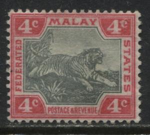 Federated Malay States 1901 Tiger 4 cents rose & black mint o.g.