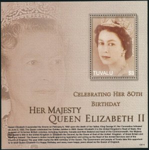 Tuvalu 1010, MNH. Queen Elizabeth II, 80th birthday, 2006. 