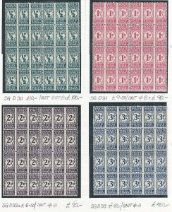 South Africa 1943 Postage Dues sgD30-3 very fine mint blocks of 24 (8 units) 2