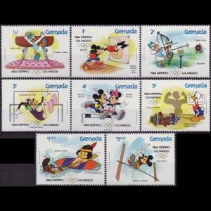 GRENADA 1984 - Scott# 1185a/93a Disney-Olympics 1/2c-$3 NH