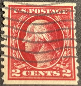 U.S.# 444-USED--COIL-SINGLE--TWO CENT/WASHINGTON --CARMINE---1914(LOTA99)