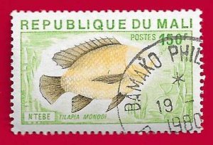 MALI SCOTT#259 1976 150f BLUE TILAPIA - CTO/USED