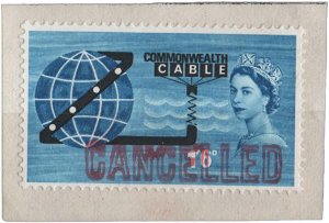 GB 1963 Cable 1/6d ovpt cancelled fine unused on part bulletin piece c£35