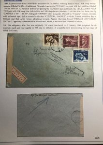 1944 Zagreb Croatia German Occupation WW2 Censored Express Cover To Dakovo