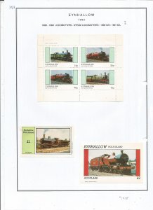 EYNHALLOW -1982 - Steam Locomotives - Sheets - Mint Light Hinged - Private Issue