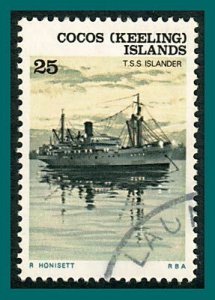 Cocos 1976 Ships, 25c used #26,SG26