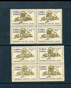 8 VINTAGE 1937 SHERMAN KANSAS GOLDEN JUBILEE POSTER STAMPS (L560) AUGUST 24-27