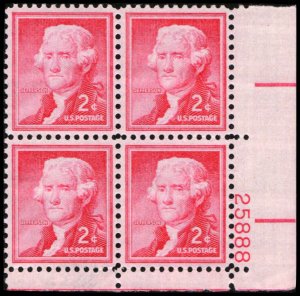 US #1033 JEFFERSON MNH LR PLATE BLOCK #25888