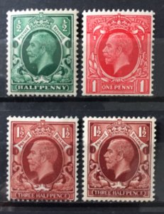 GB KGV 1934-36 low value 4V Mint wmk Block Cypher G4622