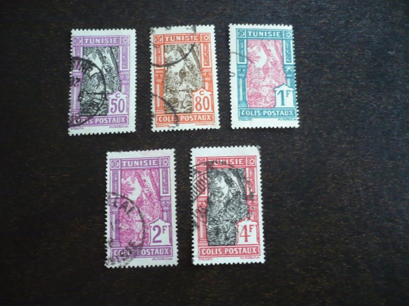 Stamps - Tunisia - Scott# Q16,Q19-Q22 - Used Part Set of 5 Stamps