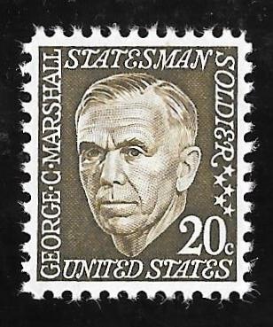 1289A 20 cent George C. Marshall mint OG NH EGRADED XF-SUPERB 95 XXF