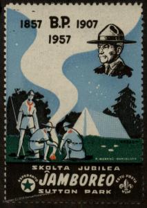 Esperanto England Scouting 1957 Jamboree Vignette Cinderella Poster Stamp 55632