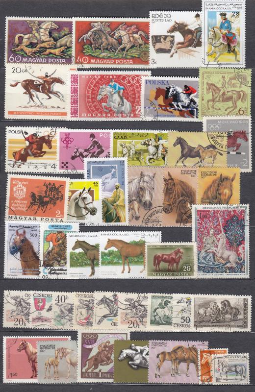 Horses from different continents - 41 small stamp lot  #3 - (2353)