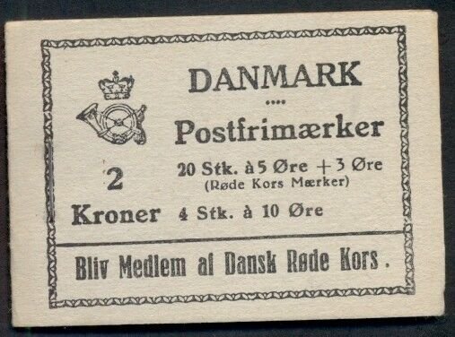 DENMARK (H18) 2kr 1940 5+3ore Red Cross booklet, VF