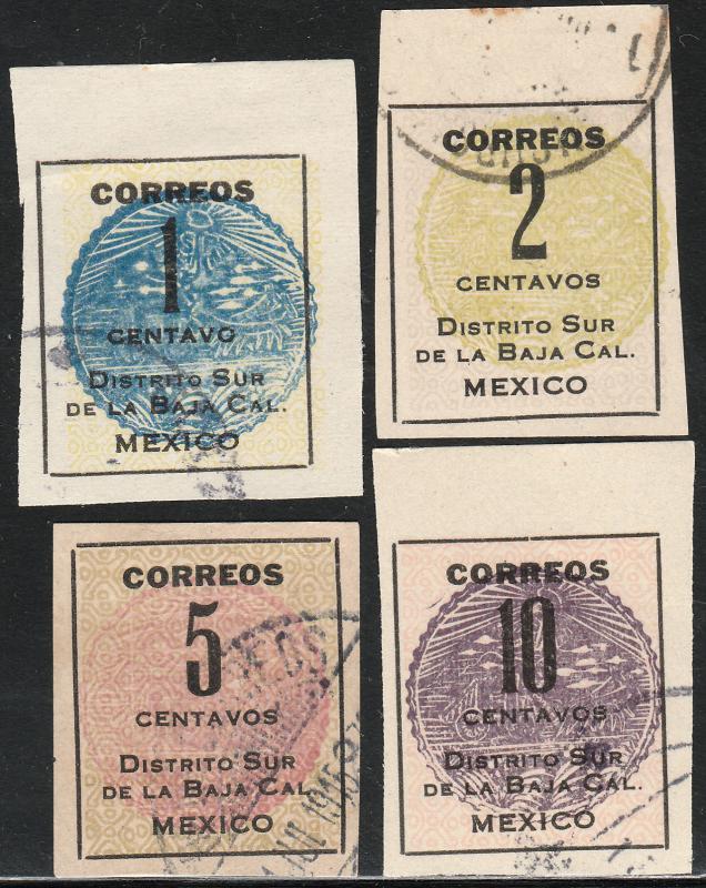 MEXICO 401-404,  Baja California Revolut. Issue. USED. F-VF. (527)