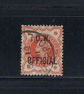 GREAT BRITAIN SCOTT #O44 1896 OFFICE OF WORKS 1/2P (VERMILION) - USED