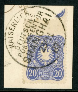 China 1887 Germany 20 Pfenning Michel V42 (Sc #32) Shanghai Early Cancel E962