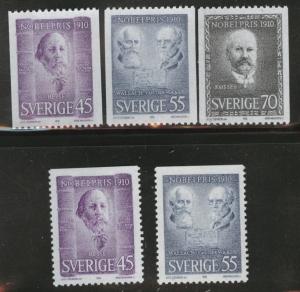 SWEDEN Scott 878-882 MH* 1970 stamp set