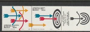 MEXICO 1619b, WORLD ARCHERY CHAMPIONSHIPS, PAIR WITH LABEL. MINT, NH. VF.