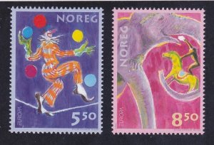 Norway 1338-39 MNH 2002 EUROPA Clowns & Elephant Monkey On Rocking Horse Set