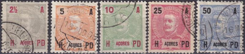 Azores #101-3, 105-6  F-VF Used CV $6.35 (A19280)