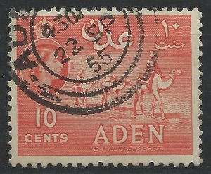 Aden 1953 - QE2 10c orange wmk Mult Script CA - used