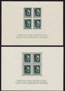 GERMANY 1937 Hitler 6pf M/sheets perf & imperf. MNH **. SG MS 635-36 cat £365.